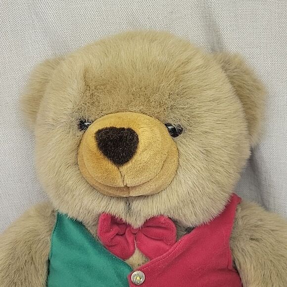 JCPenney Holiday Teddy Bear Brown Red/gr Vest Christmas 24" Plush Stuffed Animal - Picture 2 of 6